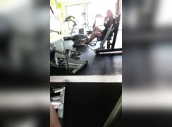 [Black cock] [240] BBC out. Busting a nut during a workout