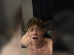 Leaked twink loves a dildo for the first time
