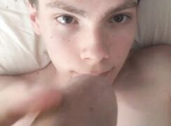 Gay Porn - Young Liam - Cute teen boy cums all over his face!