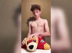 Twink humping his brother toy