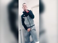 Uncut chavy pisser with wet spot joggers