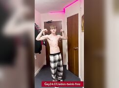 Aiden came home and started jerking off his Big Dick in the hallway hot