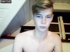 Perfect body blond boy whit big dick wank and cumshot on webcam porn