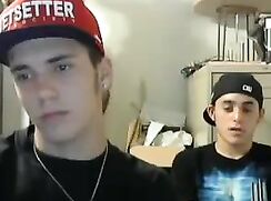 Porn Two friends wank and cum for girl on cam