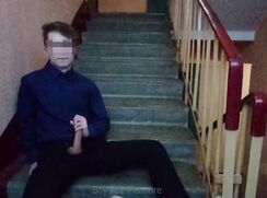 [ABX][3][845] - Public jerking off on the stairs after school
