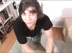 cute shaggy twink trying out sex toys