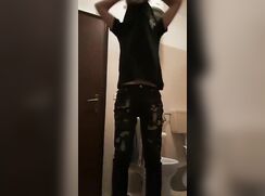 Super hero look alike tight foreskin boy com in bathroom