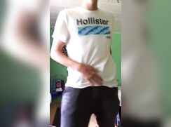 in blue underpants