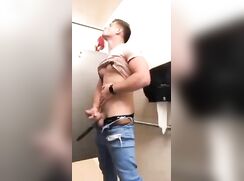 Hunk Restroom Public Cum Wank Solo