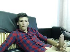 smooth fat dick twink wanks cum on cam