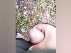 German Daddy cums in nature