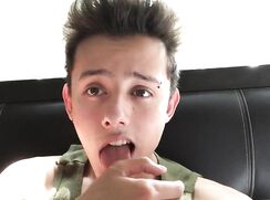 skinny teen wanks and tastes his cum twink porn