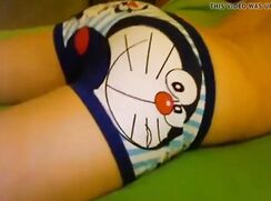 18 yo twink humping and cumming in doramon undies