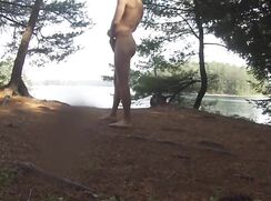 teen waterfront wank cum outdoors