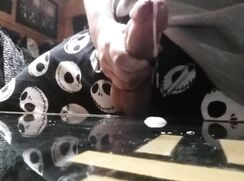 teen in pajamas quick closeup cum