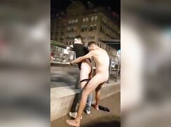 Drunk guys fucking in the city center
