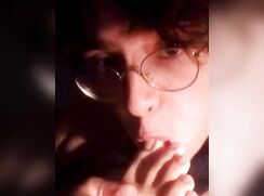 Twink licks his own foot and moans love porn