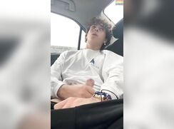 Curly boy cums in the car TWINK PORN TUBE