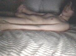 Goth twink jerks off in darkness