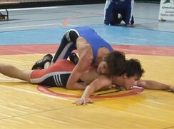 Two Handsome Boys Wrestling in Tight Swimsuits