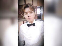 cute asian chef bulgingballs soaks his shirt