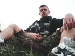 Oscar taking a piss outside