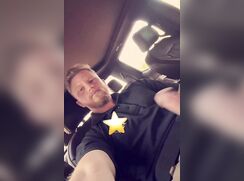 Real bisexual sheriff jerks off in police car