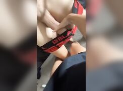 Girlfriend play with my uncut cock