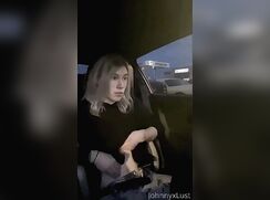 GBT Blond Emo Twink Cums in the Car - AI Enhanced