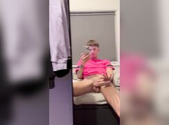 [ABX][4][395] - Playing with my big dick and cumming all over my mirror