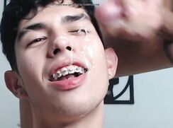 Cumming on twink's braces cam fun boys porn mess