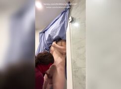 Straight hung 20 year old tries gloryhole firs time .