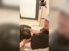 A young Israeli boy gets a blowjob from a girl in the bathroom. part 1