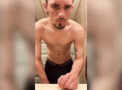 Hot white straight boy masturbating until cum in the restroom gay porn