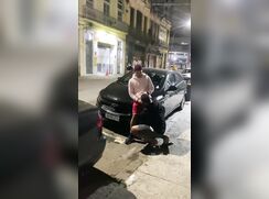 Blowjob on the street in public