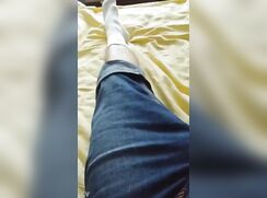 Boy Jean Shorts n Socks Wank