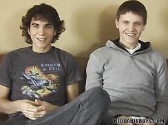 curious boys jerking together