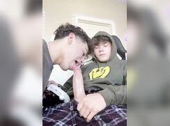 Boys bareback blowjob and fuck