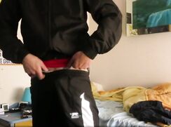 ripping his own boxers wedgie