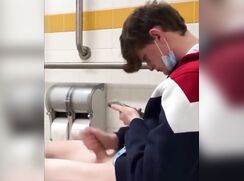 Hung twink caught jerking off