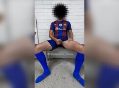 [ABX][4][744] - Jerkoff in the baseball locker room wearing football kit