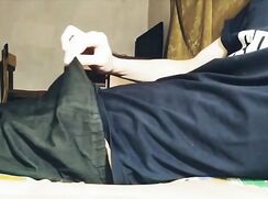 [Archive of GBT][0193] Horny soccer player jerks off laying in his bed