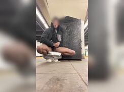 Risky Jerking Off While Waiting For The Train