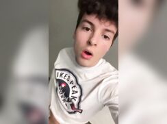 Curly teen jerk off and cums in the bathroom