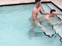 TWINKS HAVE A RAW  POOL FUCK & MASSIVE CUM BREED