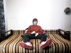 Young emo twink jerks off and fucks sneakers gay porn tube