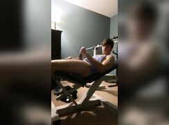 Felix jerks off and trains his legs