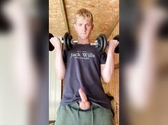 beauty blonde wanking while exercises