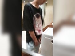 twink male is pissing in the toilet gay porn tube