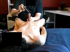 Hot Moaning Twink Made to Cum with Vibrating Dildo on Penis